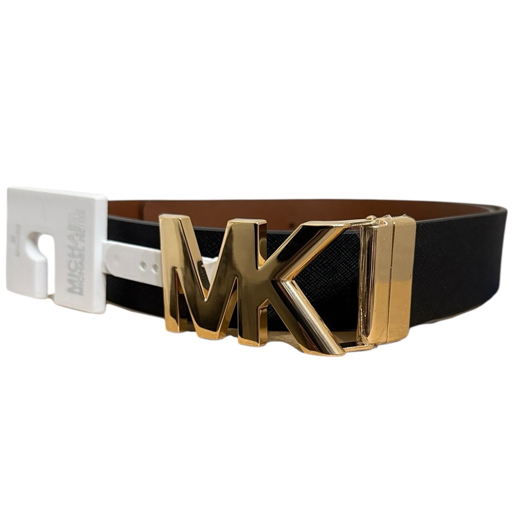 Michael Kors Women’s Belt Size Medium Reversible Black Brown Gold Tone Buckle MK
